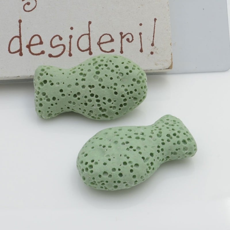 Pietra lavica pesce verde chiaro 26x16mm 1pz Gioie d'Oriente
