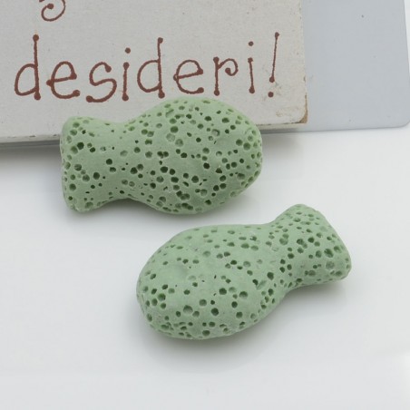 Pietra lavica pesce verde chiaro 26x16mm 1pz Gioie d'Oriente