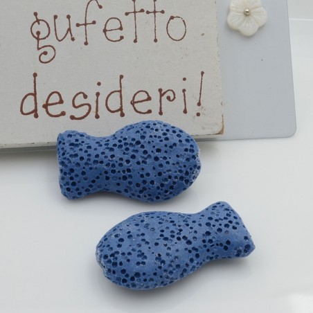 Pietra lavica pesce celeste 26x16mm 1pz Gioie d'Oriente