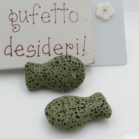Pietra lavica pesce verde militare 26x16mm 1pz Gioie d'Oriente