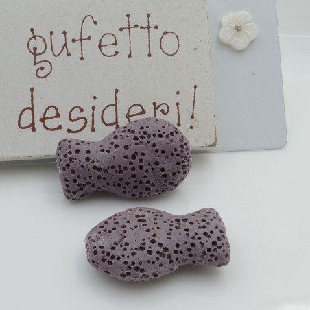 Pietra lavica pesce lilla 26x16mm 1pz Gioie d'Oriente