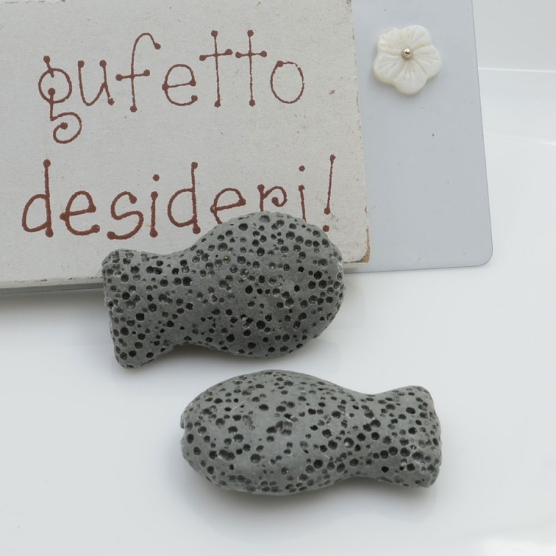Pietra lavica pesce grigio 26x16mm 1pz Gioie d'Oriente