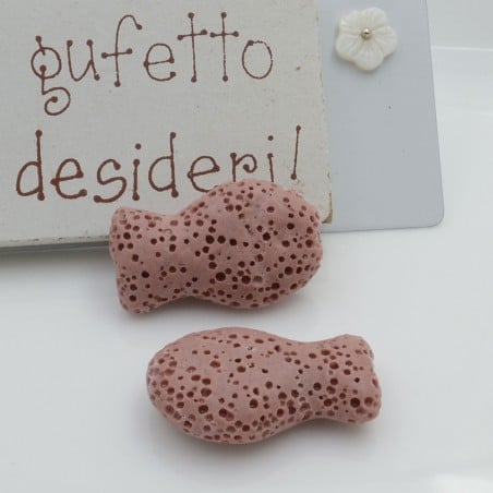 Pietra lavica pesce rosa antico 26x16mm 1pz Gioie d'Oriente
