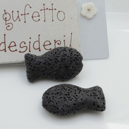 Pietra lavica pesce nero 26x16mm 1pz Gioie d'Oriente