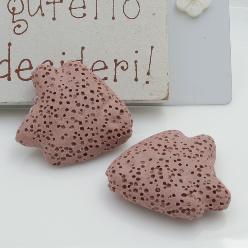 Pietra lavica pesce angelo rosa antico 26x25mm 1pz Gioie d'Oriente