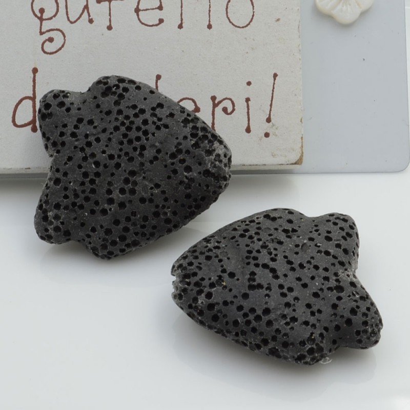 Pietra lavica pesce angelo nero 26x25mm 1pz Gioie d'Oriente