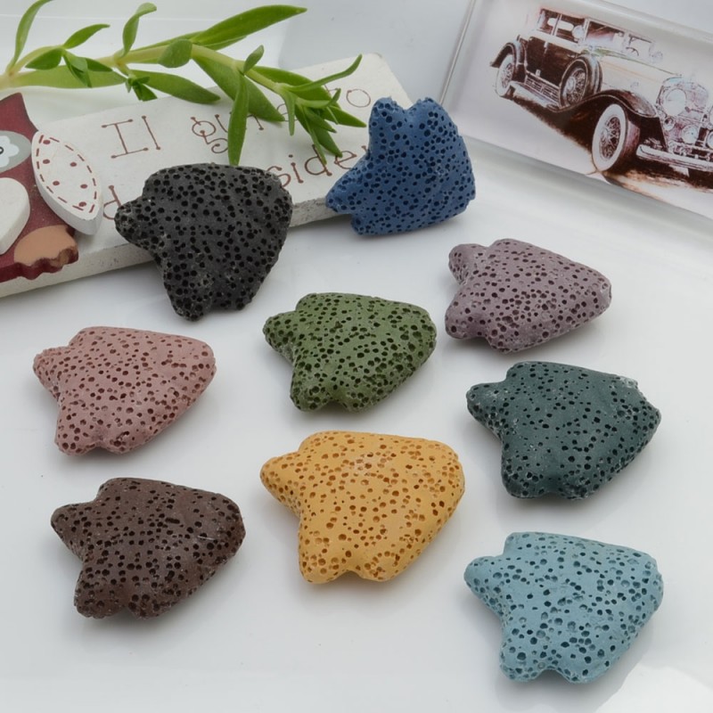 Pietre lavica a forma di pesce angelo di vari colori 26x25mm 1pz