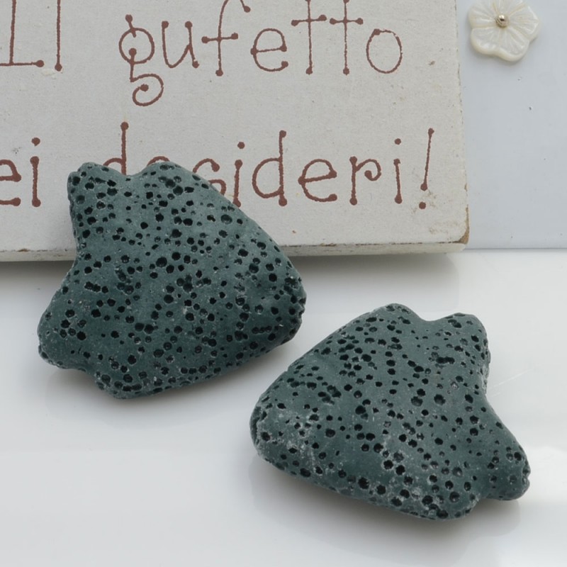 Pietra lavica pesce angelo petrolio 26x25mm 1pz Gioie d'Oriente