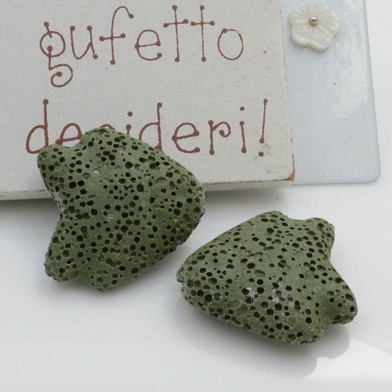 Pietra lavica pesce angelo verde militare 26x25mm 1pz Gioie d'Oriente