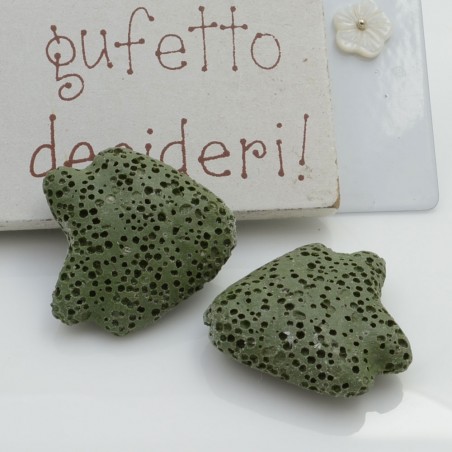 Pietra lavica pesce angelo verde militare 26x25mm 1pz Gioie d'Oriente