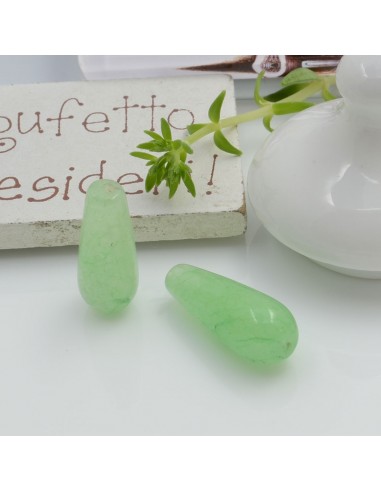 Goccia liscia pietre dure giada colore verde chiaro 20 x 8 mm 1 pz per le tue creazioni!!!