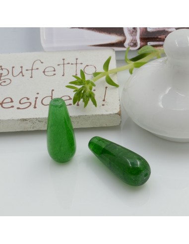Goccia liscia pietre dure giada colore verde scuro 20 x 8 mm 1 pz per le tue creazioni!!!