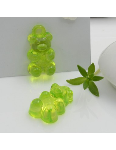 Ciondolo Orsetto in resina colore verde 22x12mm 4pz | GDO