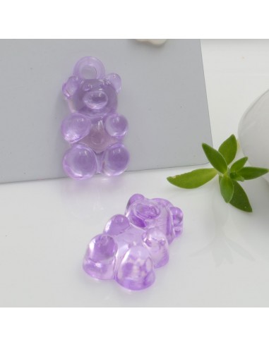 Ciondolo Orsetto in resina colore lilla 22x12mm 4pz | GDO