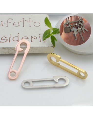 Ciondolo connettore in acciaio spilla da balia 25x7.5mm 1pz