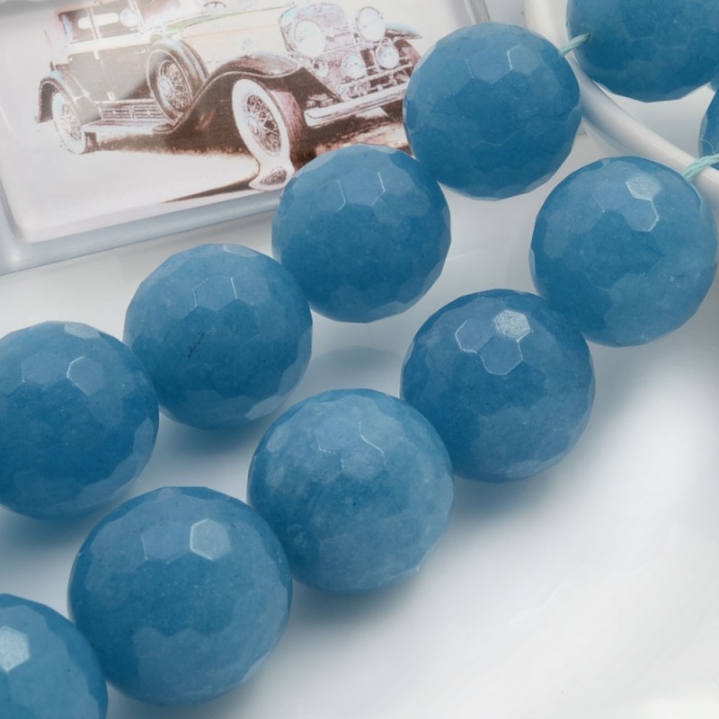 Filo pietre dure Angelite tonda sfaccettata 18 mm 21 pz per le tue creazioni!!!