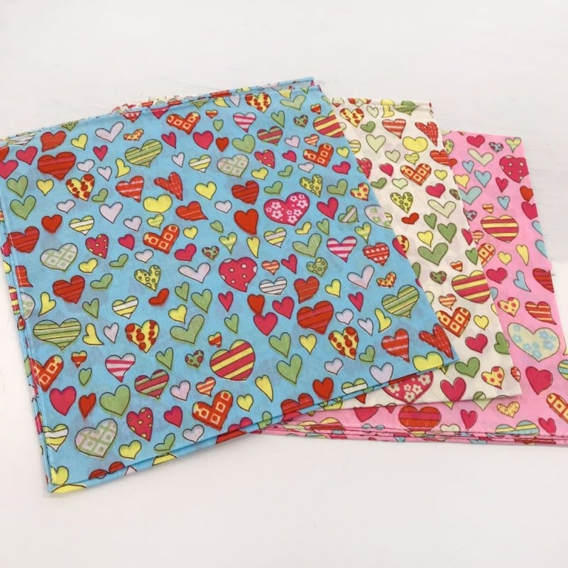 Bandana Vintage con cuori 48cm 100% cotone in vari colori - GDO