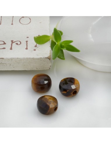 Occhio di tigre mezze bombate sfaccettate 6mm 2pz Gioie d'Oriente