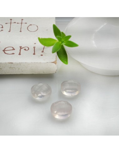 Quarzo rosa mezze bombate sfaccettate 6mm 2pz Gioie d'Oriente