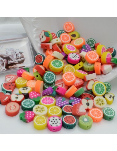 100 pz Perline di Frutta B Assortiti IN PASTA POLIMERICA circa 10 mm  per le tue creazioni alla moda!!