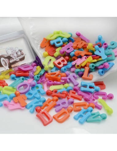 Ciondoli lettere di plastica colorate 17x9mm circa 300pz bigiotteria GDO | Gioie d'Oriente