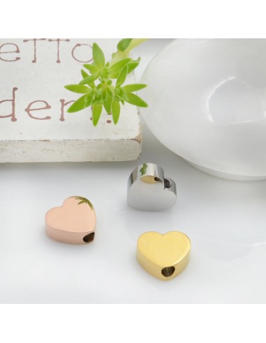 Distanziatore perline in acciaio inossidabile cuore piatto 7 x 8 mm con foro passante 1.8 mm 1 pz per le tue creazioni!!