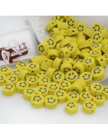 100 pz Perline di Smile faccina gialla IN PASTA POLIMERICA 10 mm per le tue creazioni alla moda!!