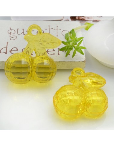 Ciondolo a forma di Ciliegia in resina colore giallo 26x23mm 4pz | GDO
