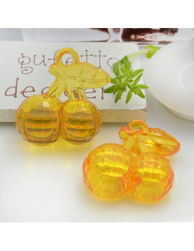 Ciondolo a forma di Ciliegia in resina colore arancione 26x23mm 4pz | GDO