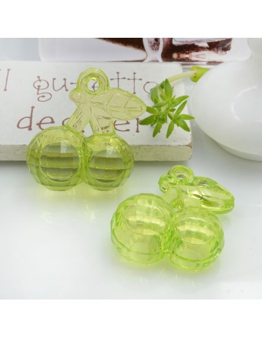 Ciondolo a forma di Ciliegia in resina colore verde chiaro 26x23mm 4pz | GDO