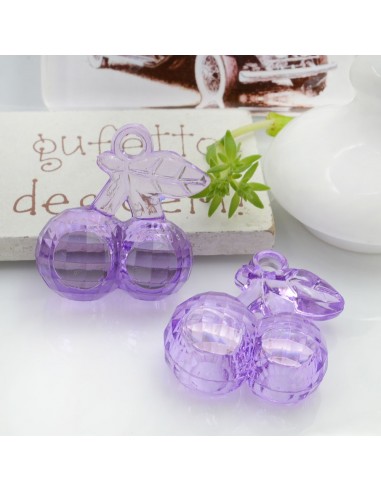 Ciondolo a forma di Ciliegia in resina colore lilla 26x23mm 4pz | GDO