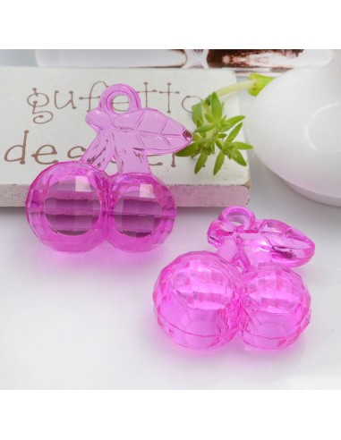 Ciondolo a forma di Ciliegia in resina colore fucsia 26x23mm 4pz | GDO