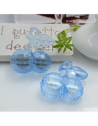 Ciondolo Ciliegia colore azzurro in resina plastica 26 x 23 mm per le tue creazioni alla moda!!