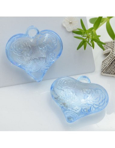 Ciondolo a forma di Cuore grande in resina colore azzurro 28mm 2pz | GDO