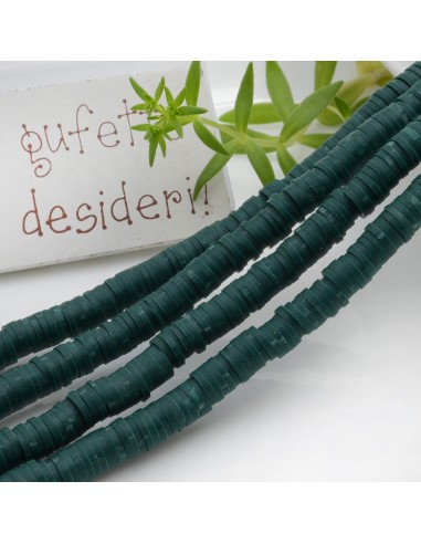 Pasta Polimerica  Rondelle col verde petrolio 1 x 6 mm 39/40 cm Polimero Perline Heishi per le tue creazioni