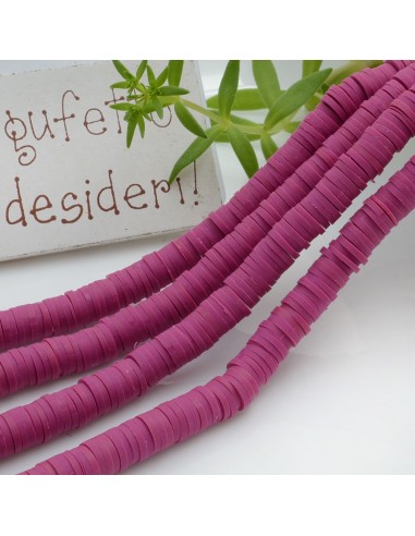 Pasta Polimerica  Rondelle col camelia scuro 1 x 6 mm 39/40 cm Polimero Perline Heishi per le tue creazioni