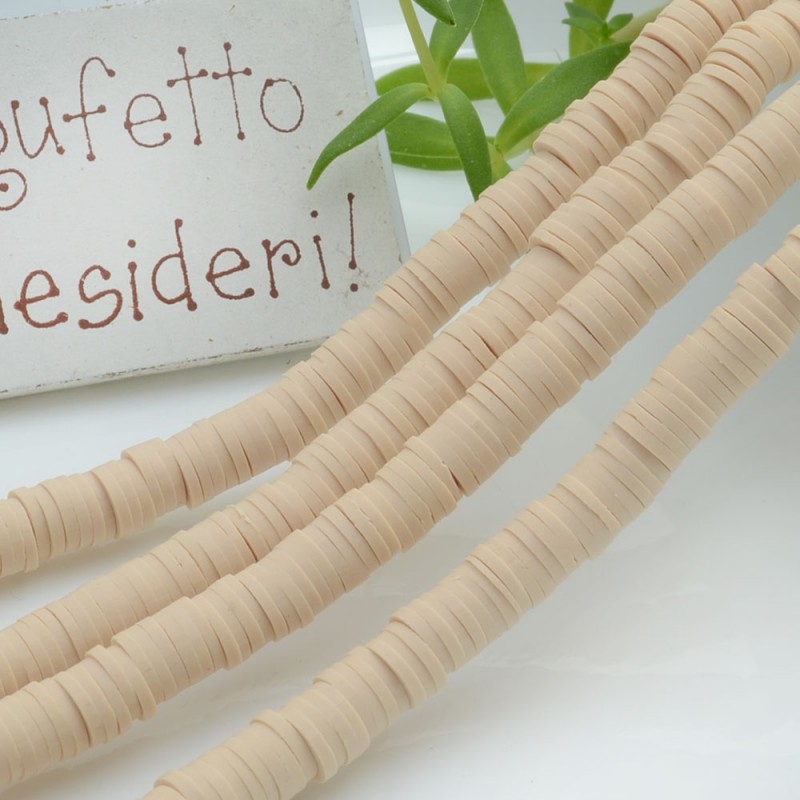 Pasta Polimerica  Rondelle col beige chiaro 1 x 6 mm 39/40 cm Polimero Perline Heishi per le tue creazioni