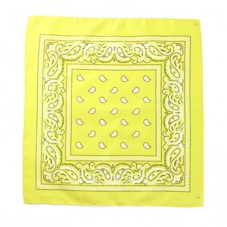 Bandana vintage a fantasia color giallo fluo 55cm 100% cotone