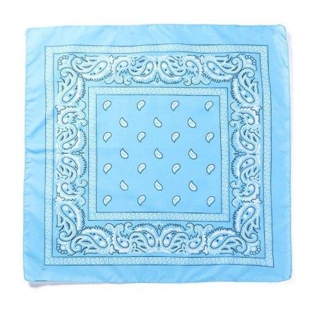 Bandana vintage a fantasia color azzurro chiaro 55cm 100% cotone