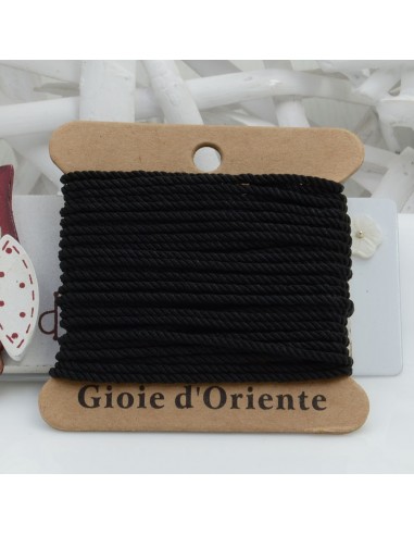Filo cordino ritorto 3 capi intrecciati nero spessore 1.5 mm 5MT per le tue creazioni n 01