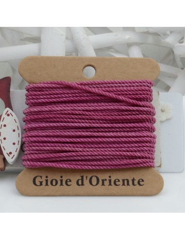 Filo cordino ritorto 3 capi intrecciati rosa scuro spessore 1.5 mm 5MT per le tue creazioni n 24