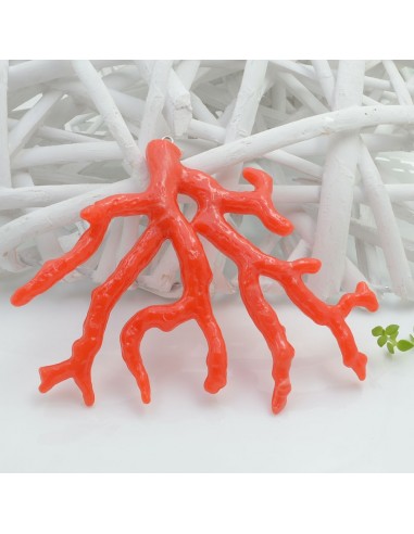 ciondolo Ramo di Corallo in resina 10 cm colore rosso gancio argento linea mare per le tue creazioni!!!