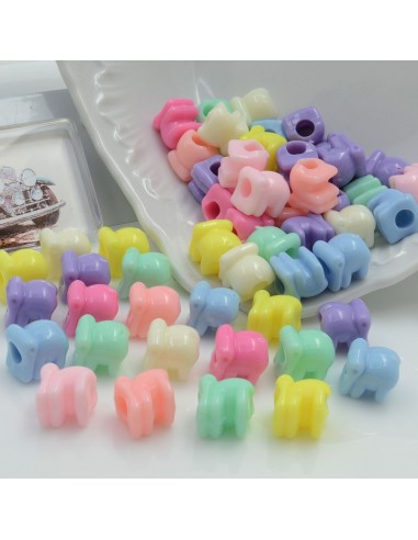Perline a forma di elefantino colorate di plastica 120 pz 10 x 9 mm con foro 4 mm per le tue creazioni alla moda!!