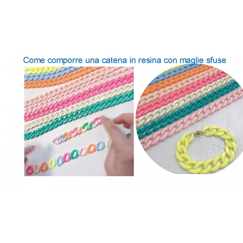 come comporre una catena in resina con maglie sfuse Bracciale e collana  Maglie in Resina fai da te