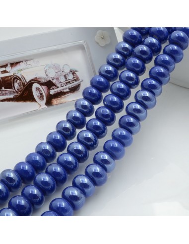 Filo perle rondella in ceramica colore bluette 9x6mm 40pz GDO