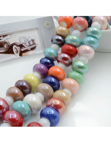 Filo perle rondella in ceramica colore mix 14x9mm 30pz GDO