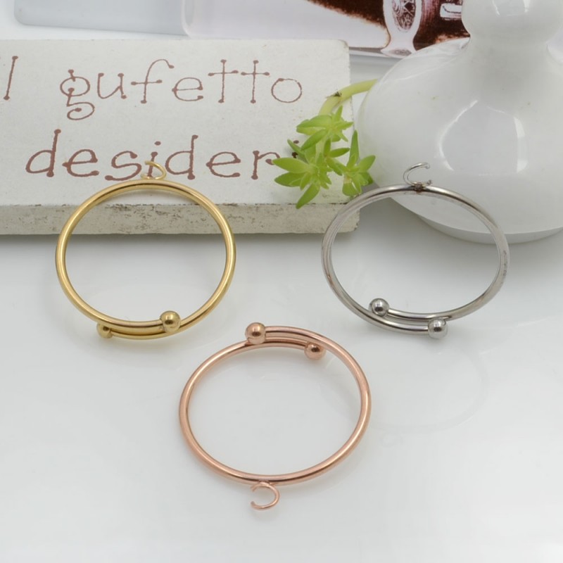 Base anello per attaccare ciondoli misura 18 mm regolabile in acciaio 1 pz per le tue creazioni alla moda!!!