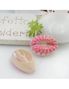 Conchiglie smaltate con stampe a fantasia varie circa 13x21mm 2pz Gioie d'Oriente