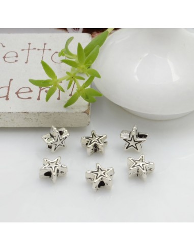 Distanziatori Perline piatto colore argento a forma di stella in metallo per bigiotteria per le tue creazioni!