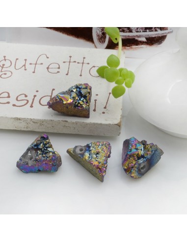 Quarzo cristallo rodiato irregolare colore arcobaleno con foro passante circa 10-17 mm 1 pz per le tue creazioni!!!